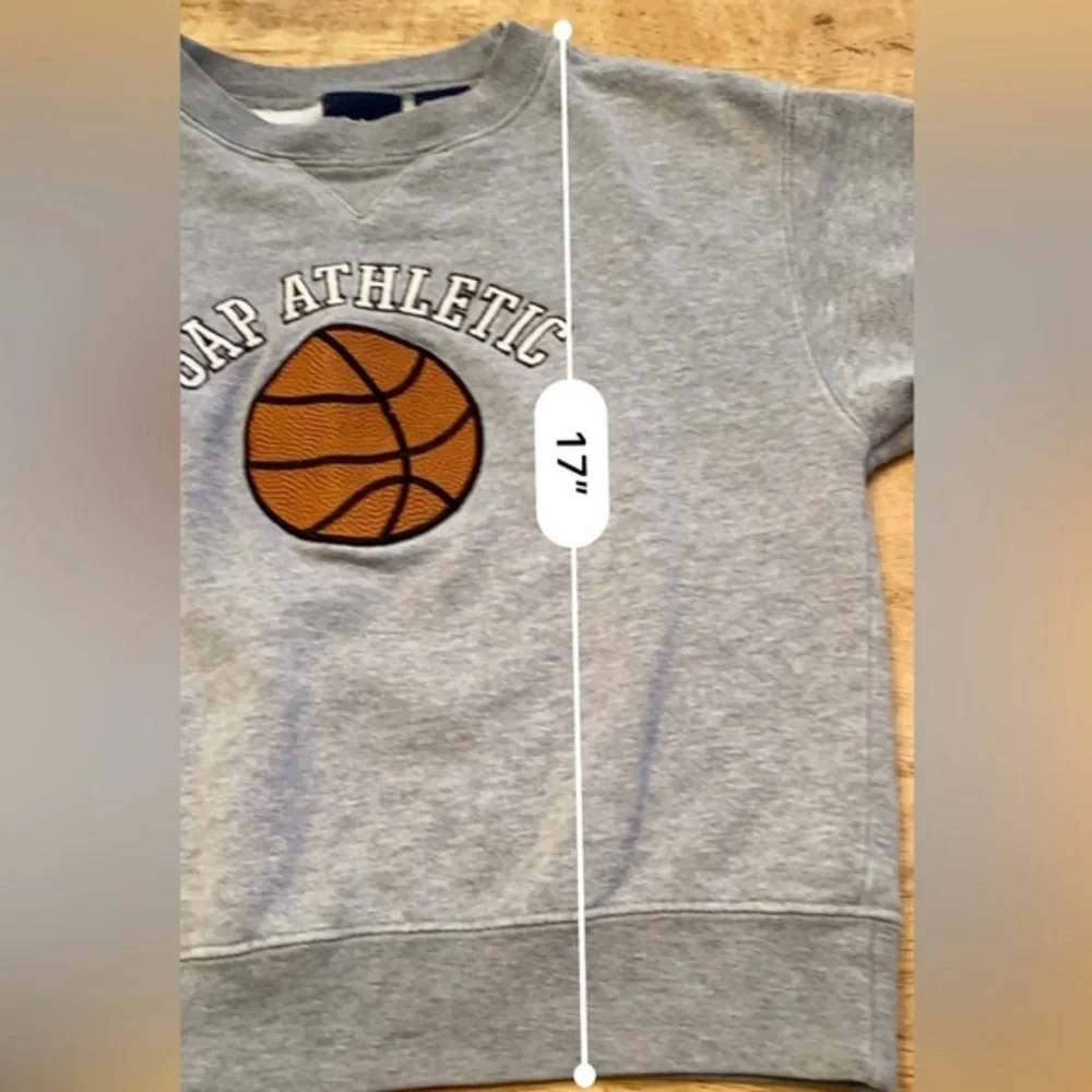 Vintage Gap Kid’s XS Gray “Gap Athletic” Basketball Graphic Cotton/Poly Pullover